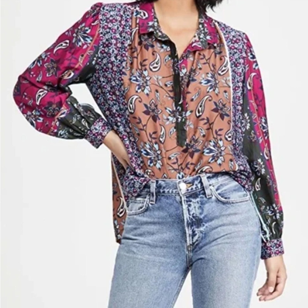 [Xirena] “Kiera Patchwork” Pattern Blouse - Size … - image 1